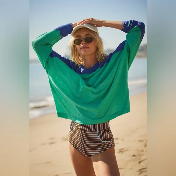 NWOT Free People All About It Long Sleeve Top in Sport Green, XS - Picture 2 of 8